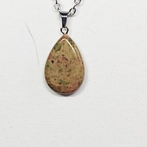 Artisan Jasper Teardrop Pendant Necklace in Earthy Tones